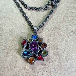 Patricia Locke Gemstone Cluster in silver Necklace